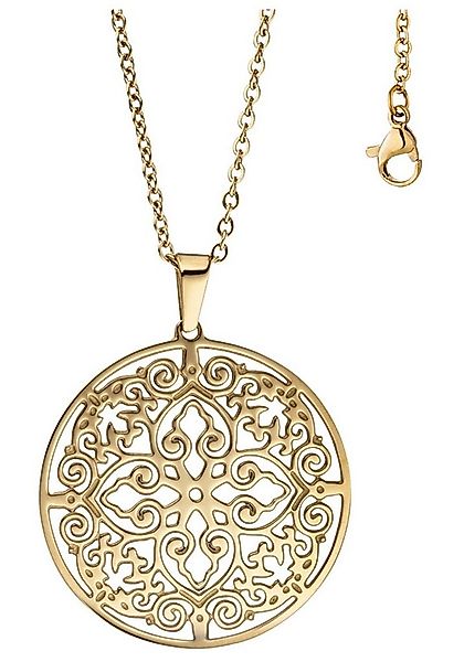 JOBO Kette mit Anhänger, rund Edelstahl goldfarben 46 cm günstig online kaufen