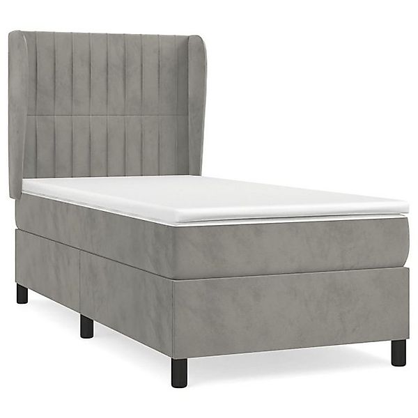 vidaXL Boxspringbett Boxspringbett mit Matratze Hellgrau 90x190 cm Samt Bet günstig online kaufen