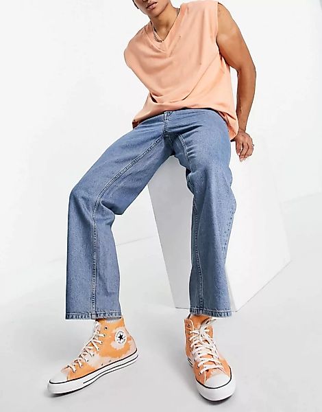 Topman – Baggy-Jeans in mittlerer Waschung-Blau günstig online kaufen