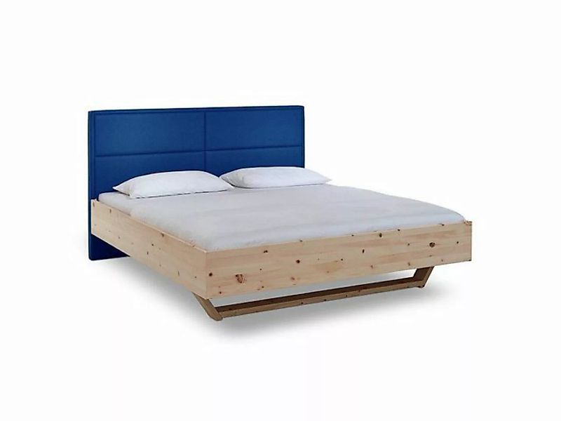 Natur24 Bett Luganox Bett aus Zirbe massiv 180x200 cm mit Stoffkopfteil Bla günstig online kaufen