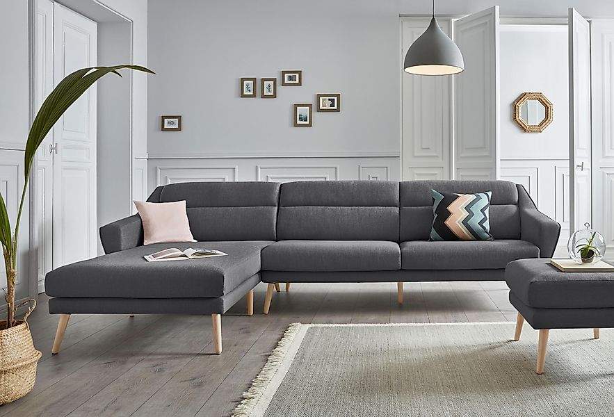 OTTO home Ecksofa "Bille L-Form" mit Naht im Rückenkissen und Beinen aus Ei günstig online kaufen