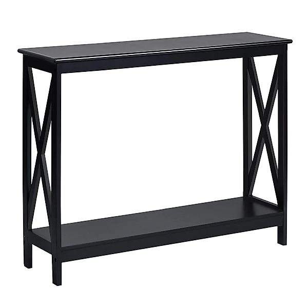 Costway Beistelltisch Industrie Design Schwarz 2 Ebenen 100 x 30 x 80 cm günstig online kaufen