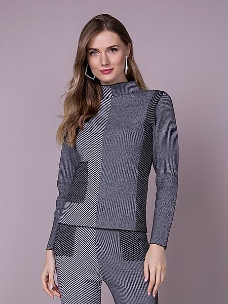 Passioni Strickpullover mit Turtleneck und Kontraststreifenmuster günstig online kaufen