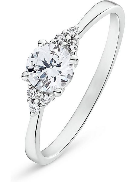 CHRIST Fingerring CHRIST Damen-Damenring 375er Weißgold 6 Zirkonia, Zirkoni günstig online kaufen