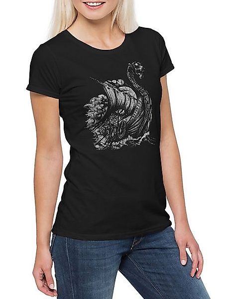 Urban Backwoods Print-Shirt Viking Ship VIII Damen T-Shirt Valhalla Odin Th günstig online kaufen