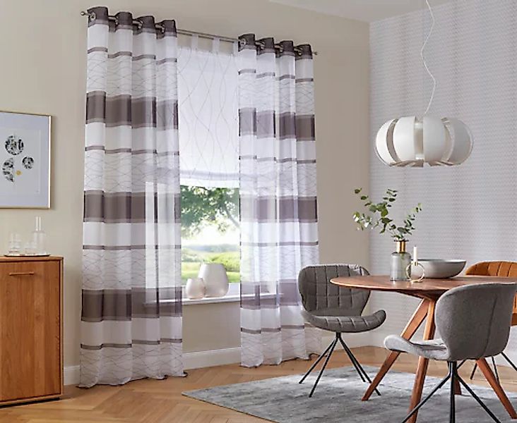 my home Gardine »Jay« Ösen 2 Stk. tlg. Vorhang, 2-er Set, Fertiggardine, tr günstig online kaufen