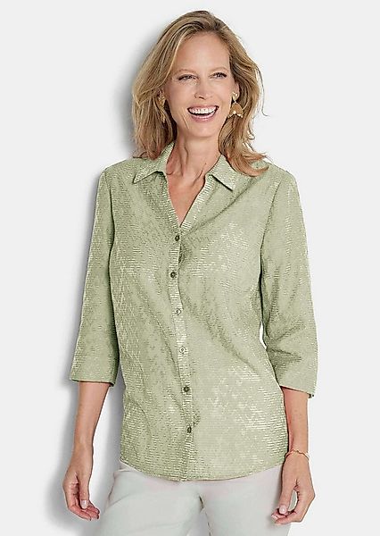 GOLDNER Hemdbluse Kurzgröße: Viskosebluse mit filigranem Muster Hemdbluse m günstig online kaufen