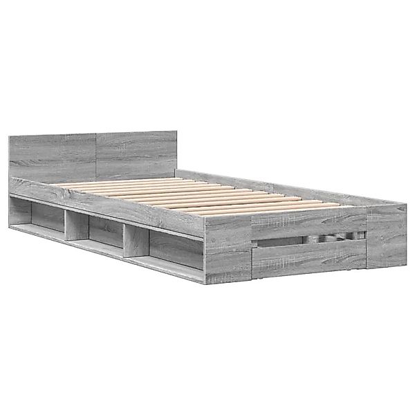 vidaXL Bettgestell mit Schublade Grau Sonoma 90x200 cm Holzwerkstoff 328080 günstig online kaufen