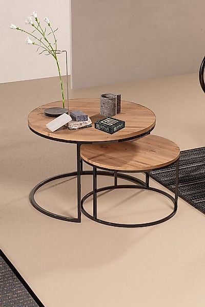 en.casa Couchtisch (2-St), 2er-Set, ineinander schiebbar, runde Tischplatte günstig online kaufen