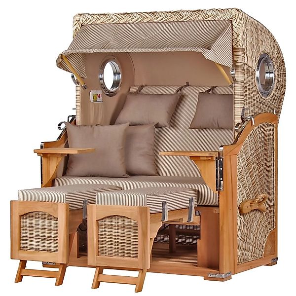 bene,iving Strandkorb Komplettset Ammersee Teak Bullauge PE Shell Modell 51 günstig online kaufen