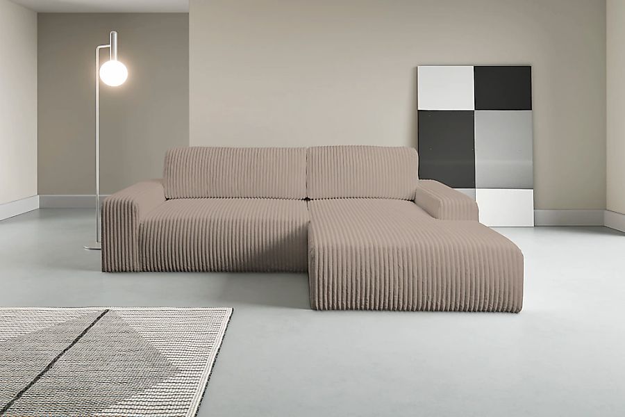 WERK2 Ecksofa "Rotterdam-L, kuschelweicher Cord oder Breitcord, L-Form, Bre günstig online kaufen