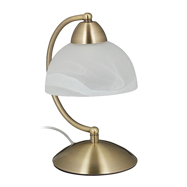 relaxdays Tischleuchte Tischlampe Touch Weißglas, Messing günstig online kaufen