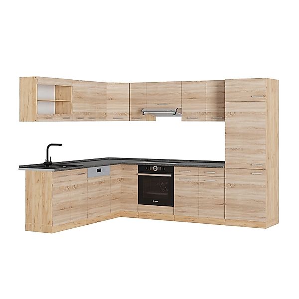 Vicco R-Line Eckküche Sonoma/Goldkraft Eiche 227 x 287 cm AP Anthrazit ohne günstig online kaufen