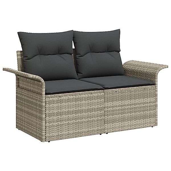 vidaXL Loungesofa 2-Sitzer Garten Sofa mit Stauraum & Kissen Hellgrau Poly- günstig online kaufen