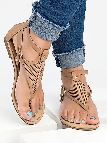 Große Größe Damen Casual Strappy Zipper Clip Toe Sandalen günstig online kaufen