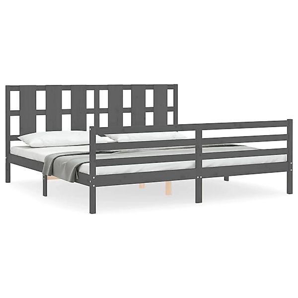 vidaXL Massivholzbett mit Kopfteil Grau 200x200 cm 3194138 günstig online kaufen
