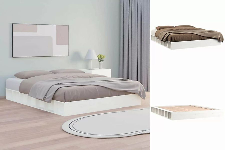 vidaXL Bettgestell Massivholzbett Weiß 140x200 cm Bett Bettgestell Holz Bet günstig online kaufen