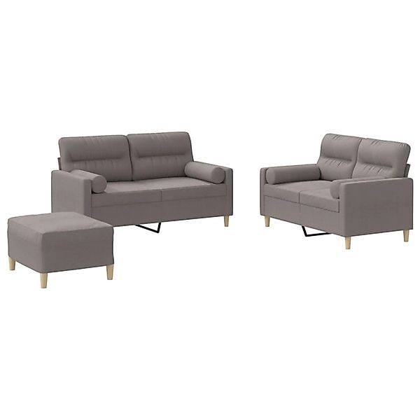 vidaXL 3-Tlg Sofagarnitur mit Kissen Taupe Stoff 3201599 günstig online kaufen