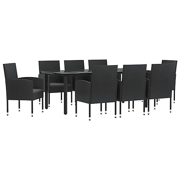 vidaXL 9-Tlg Garten-Essgruppe Schwarz Poly Rattan und Stahl 3203351 günstig online kaufen