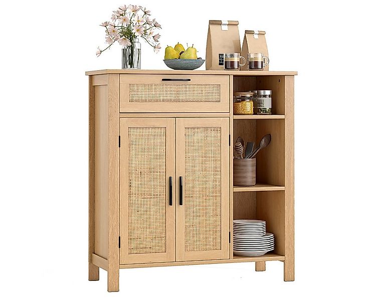COSTWAY Sideboard, Küchenbuffet mit Schubladen & Fächern 75x30x80cm günstig online kaufen