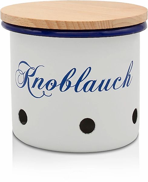 Krüger Vorratsdose "Emaille Vorratsdose Husum für Knoblauch mit Holzdeckel, günstig online kaufen