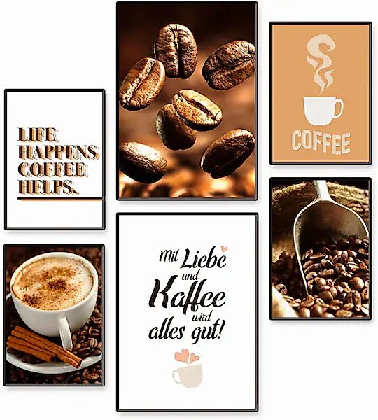 Artland Poster »Kaffee Vielfalt«, Kaffee Bilder, (Set, 6 St.), 6er Set, 2xD günstig online kaufen