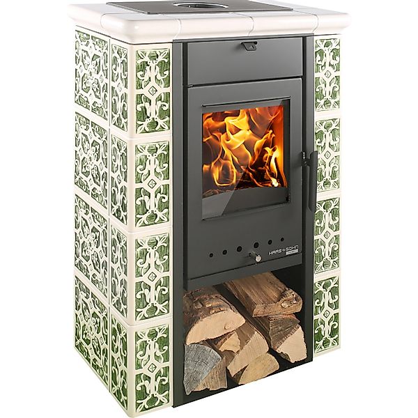Haas+Sohn Tirol Kaminofen Keramik Grün-Weiß 6 kW günstig online kaufen