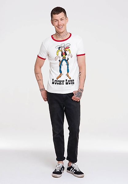 LOGOSHIRT T-Shirt "Lucky Luke", mit farblich abgesetzten Bündchen günstig online kaufen