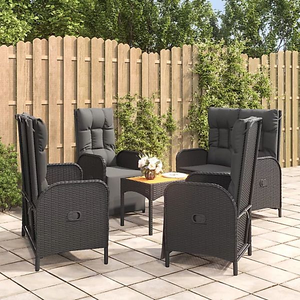 Vidaxl 5-tlg. Garten-essgruppe Mit Kissen Schwarz Poly Rattan günstig online kaufen