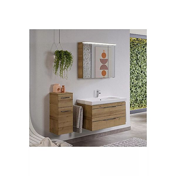 Badezimmermöbel Set, Spiegelschrank mit Beleuchtung, Waschtisch inkl. Wasch günstig online kaufen