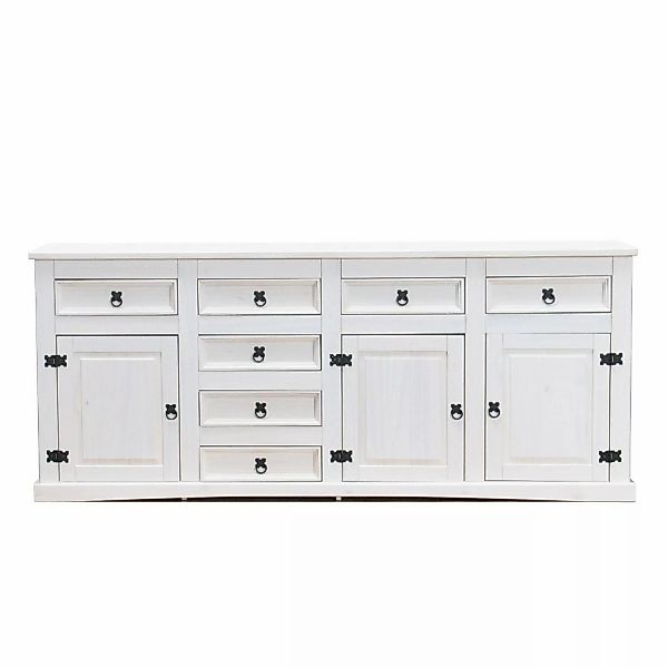 ebuy24 New Mexico Sideboard mit 7 Schubladen und 3 Türen Weiss Gewachst günstig online kaufen