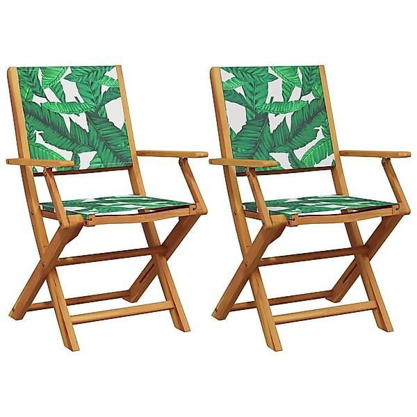 vidaXL Gartenstuhl Gartenstühle 2 Stk. Blattmuster günstig online kaufen