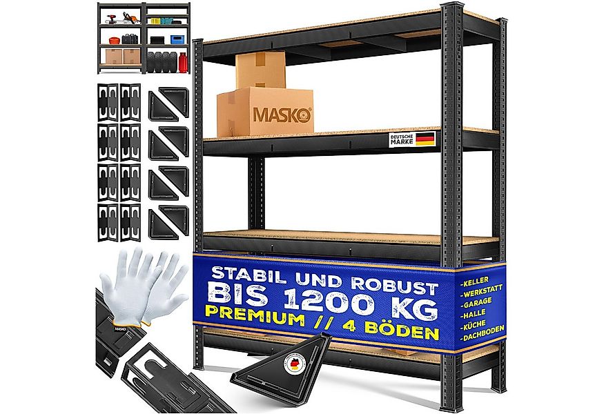 MASKO Schwerlastregal, Lagerregal 300 kg pro Regalboden belastbar MDF-Platt günstig online kaufen