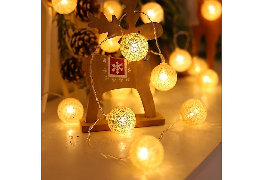MUPOO LED-Lichterkette Wattebällchen Lichterkette Batteriebetrieben LED-Fes günstig online kaufen