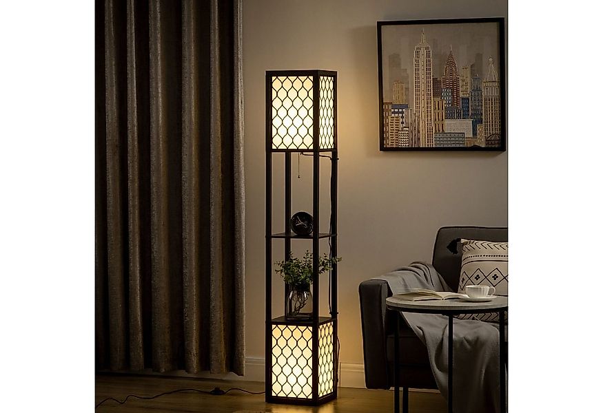 HOMCOM Stehlampe Stehleuchte mit Regal, Doppellicht, Schwarz 26 x 26 x 156 günstig online kaufen