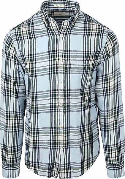 Gant Hemd Flanell Kariert Blau - Größe M günstig online kaufen