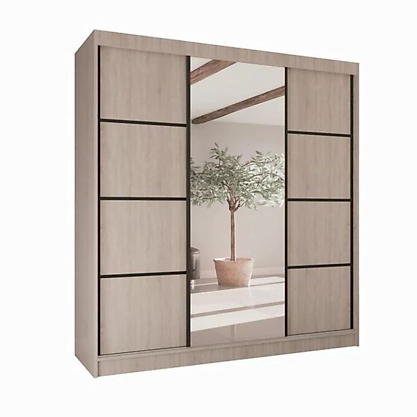 Beautysofa Kleiderschrank VILO II Breite:200cm, mit Spiegel und Schubladen, günstig online kaufen