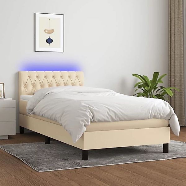 Vidaxl Boxspringbett Mit Matratze & Led Creme 90x200 Cm Stoff günstig online kaufen