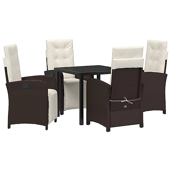 vidaXL Garten Essgruppe 5-Tlg Braun Poly Rattan 3380317 günstig online kaufen