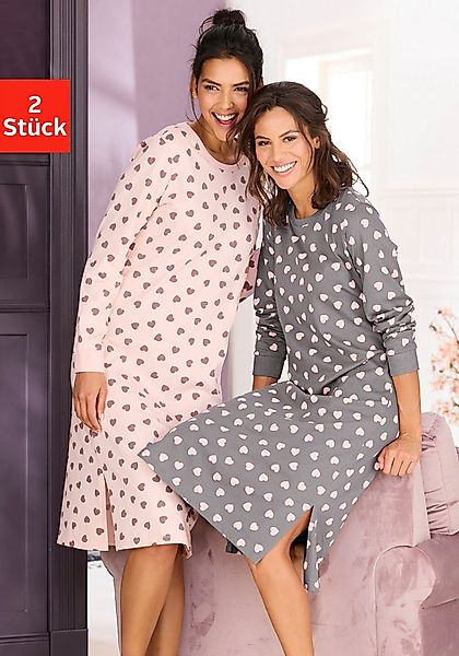 Vivance Dreams Nachthemd (Spar-Set, 2er Pack) mit süßem Herzmuster günstig online kaufen