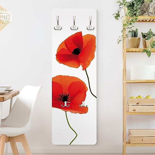 Wandgarderobe Holzpaneel Charming Poppies günstig online kaufen