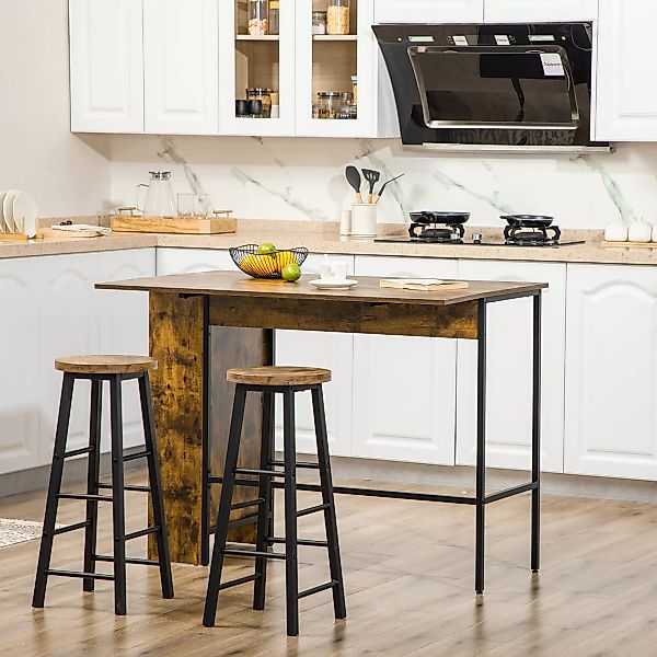 HOMCOM Bartisch Stehtisch mit 3 Regalfächern, Küchentisch Bistrotisch mit a günstig online kaufen