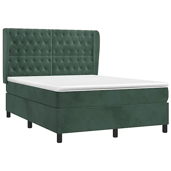 vidaXL Boxspringbett mit Matratze Dunkelgrün 140x190 cm Samt 3129390 günstig online kaufen