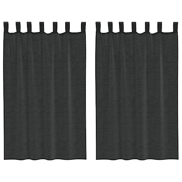 vidaXL Voile Vorhänge mit Lasche 2 Stk Schwarz 4102257 günstig online kaufen