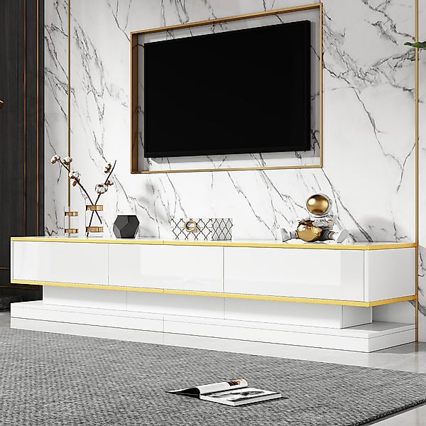 Merax Lowboard hochglanz Fernsehschrank mit Goldkante günstig online kaufen