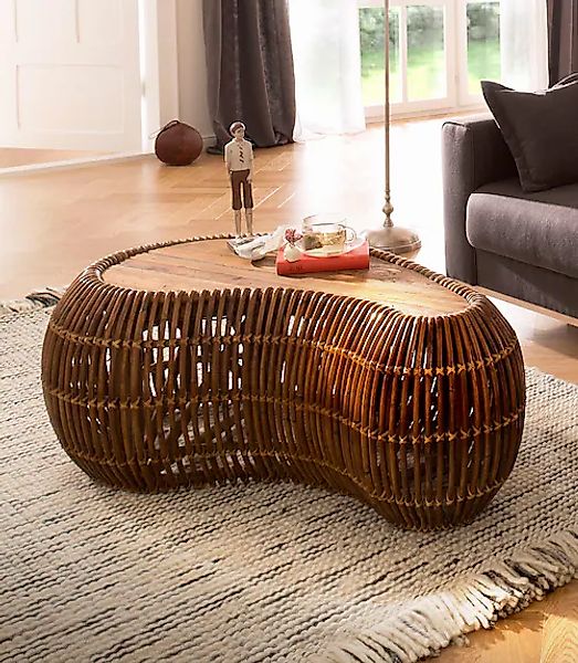 SIT Couchtisch »Rattan Vintage«, 120/80 cm in Nierenform, Shabby Chic, Vint günstig online kaufen