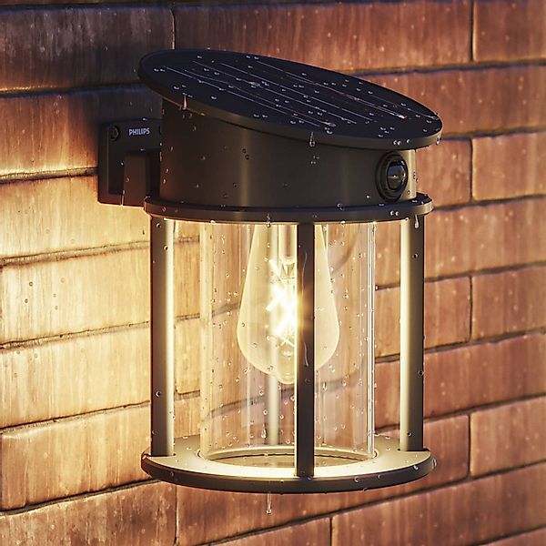 Philips Wandleuchte Geri Solar Bewegungssensor Schwarz günstig online kaufen