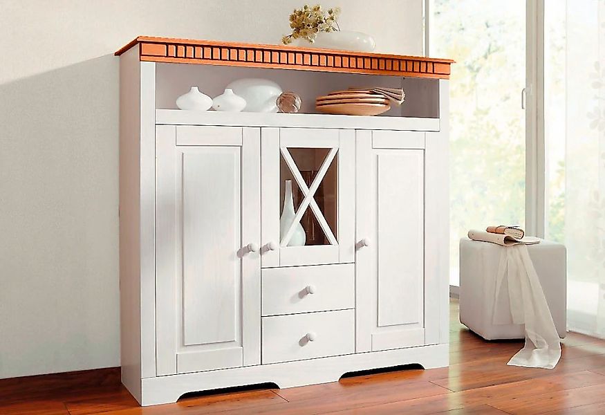 OTTO home Highboard "Lisa" Stauraumschrank aus massivem Kiefernholz, mit de günstig online kaufen