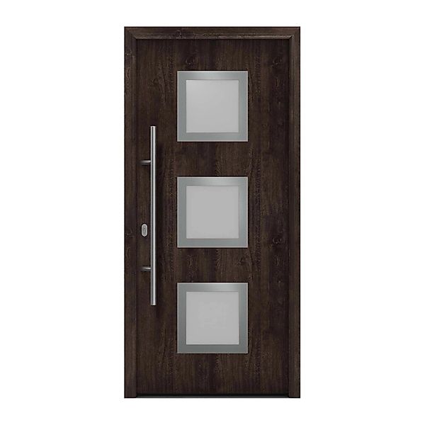 EcoStar Haustür Isopro IP 810S Eiche Dunkel 110 cm x 210 cm DIN L günstig online kaufen