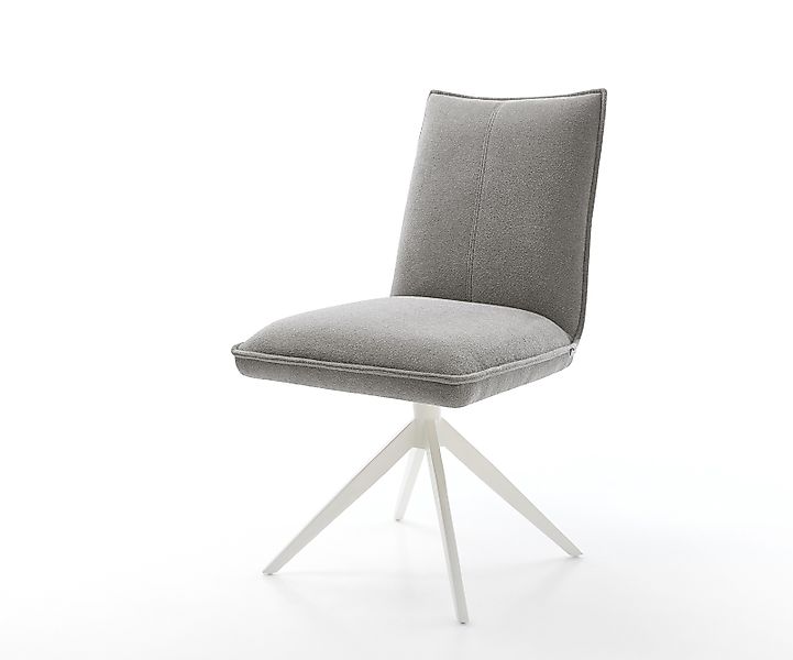 Drehstuhl Lelio-Flex Strukturstoff Soft Grau Kreuzgestell breit Weiß 360° d günstig online kaufen